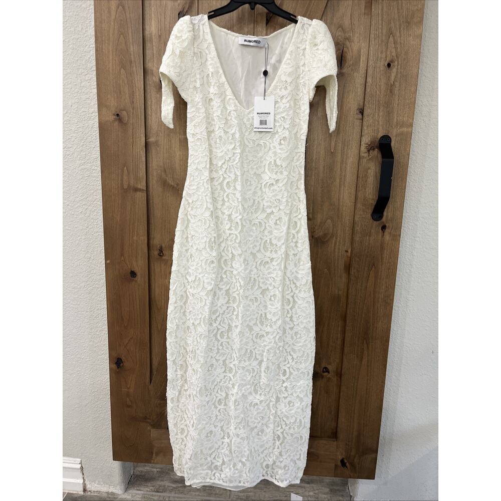 NWT Rumored Dakota Maxi Dress White Lace Small Great For Simple Wedding Dress
